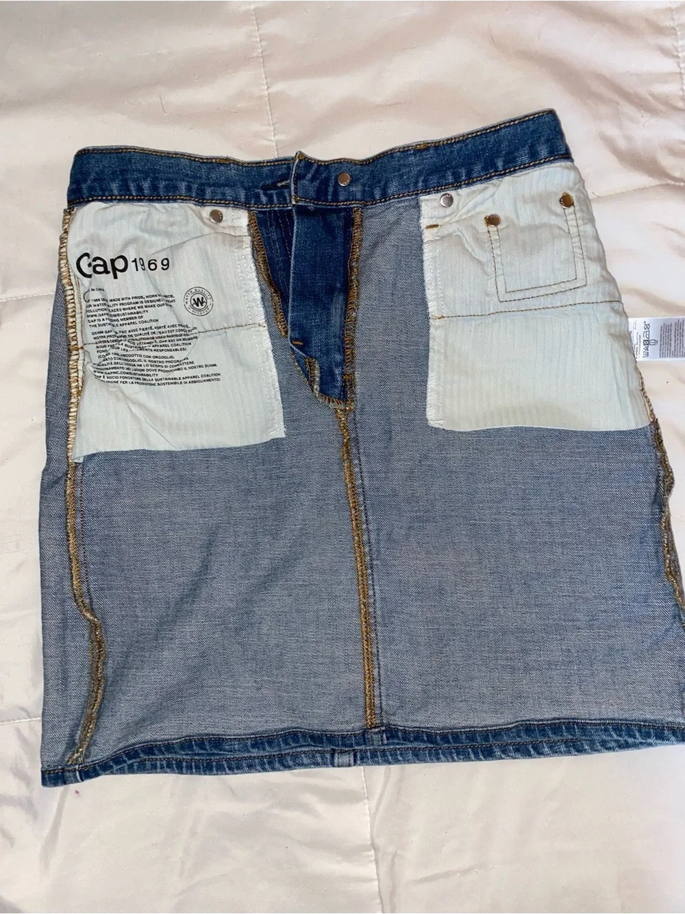 GAP Light Blue Denim Mini Skirt with Side Studs
